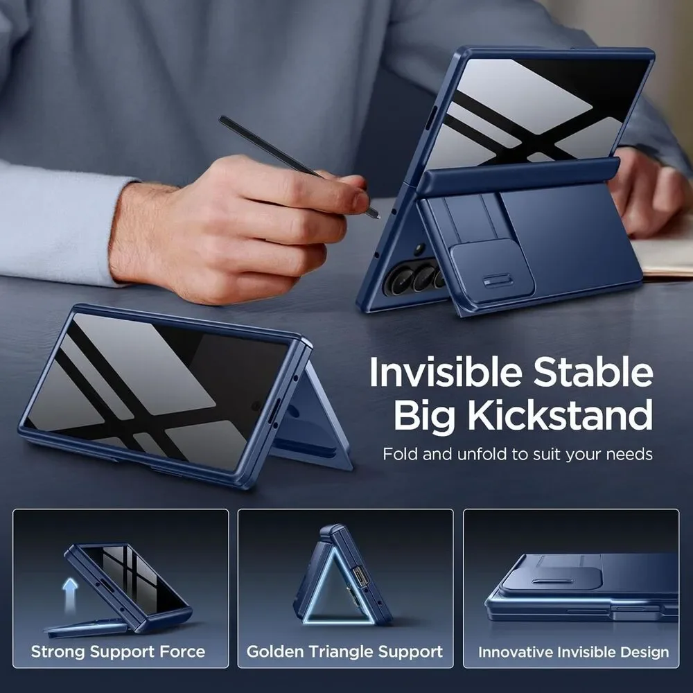 TONGATE Wallet Case for Galaxy Z Fold 7 - Heavy Duty Blue Armor Cover